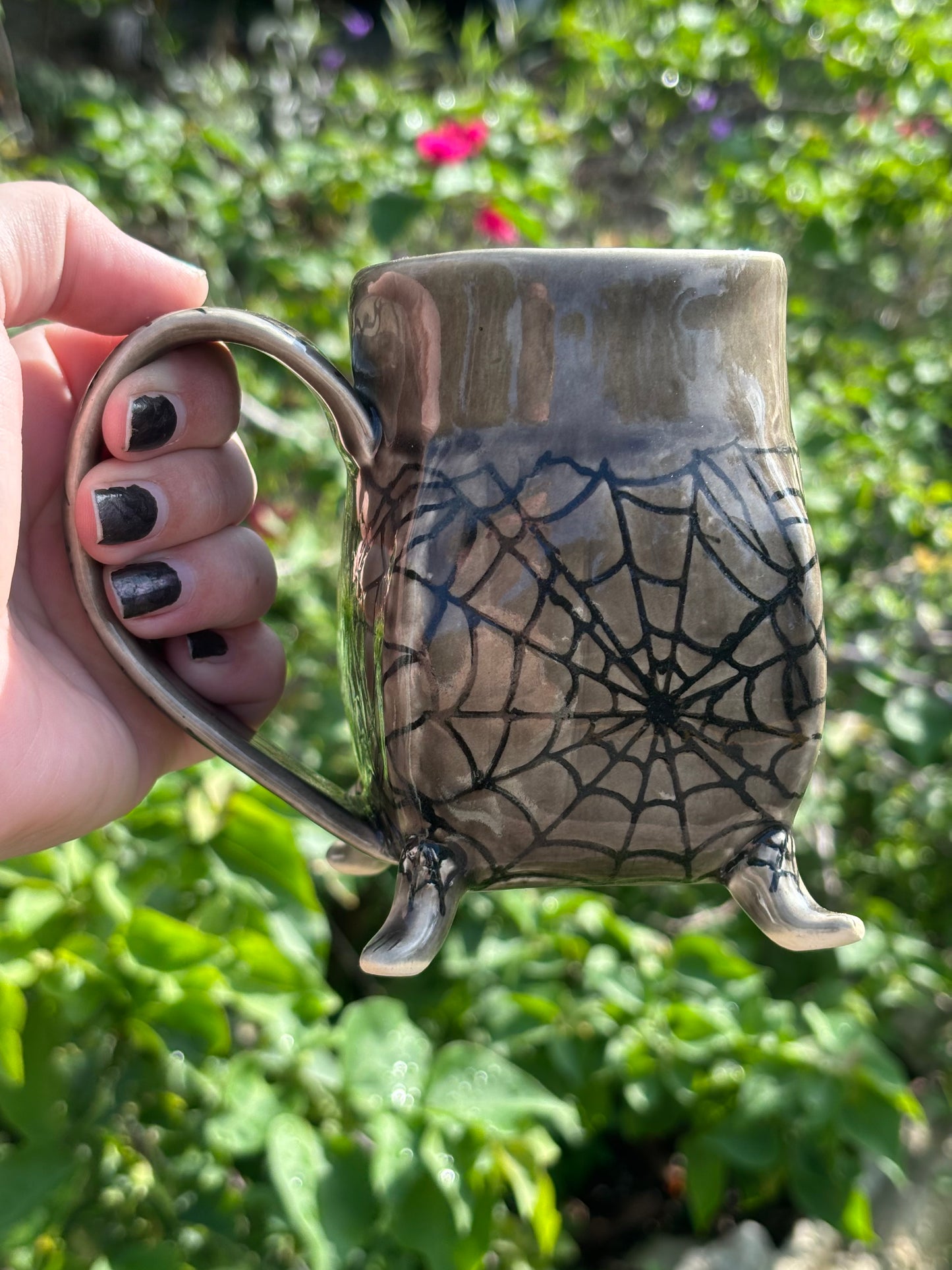 Cottagecore Footed Spiderweb Mug