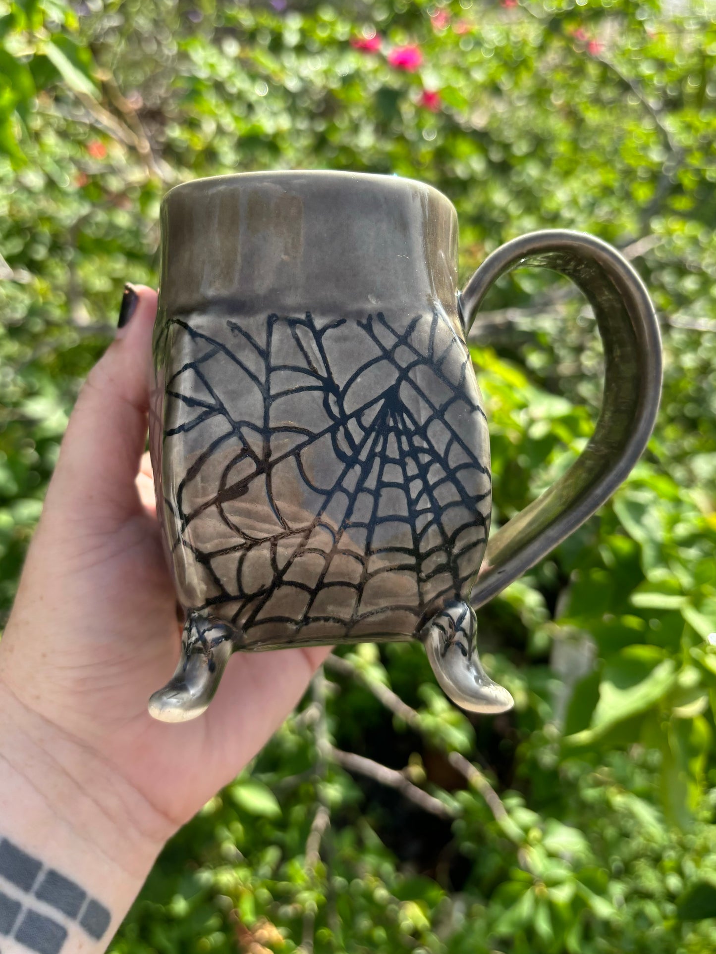 Cottagecore Footed Spiderweb Mug