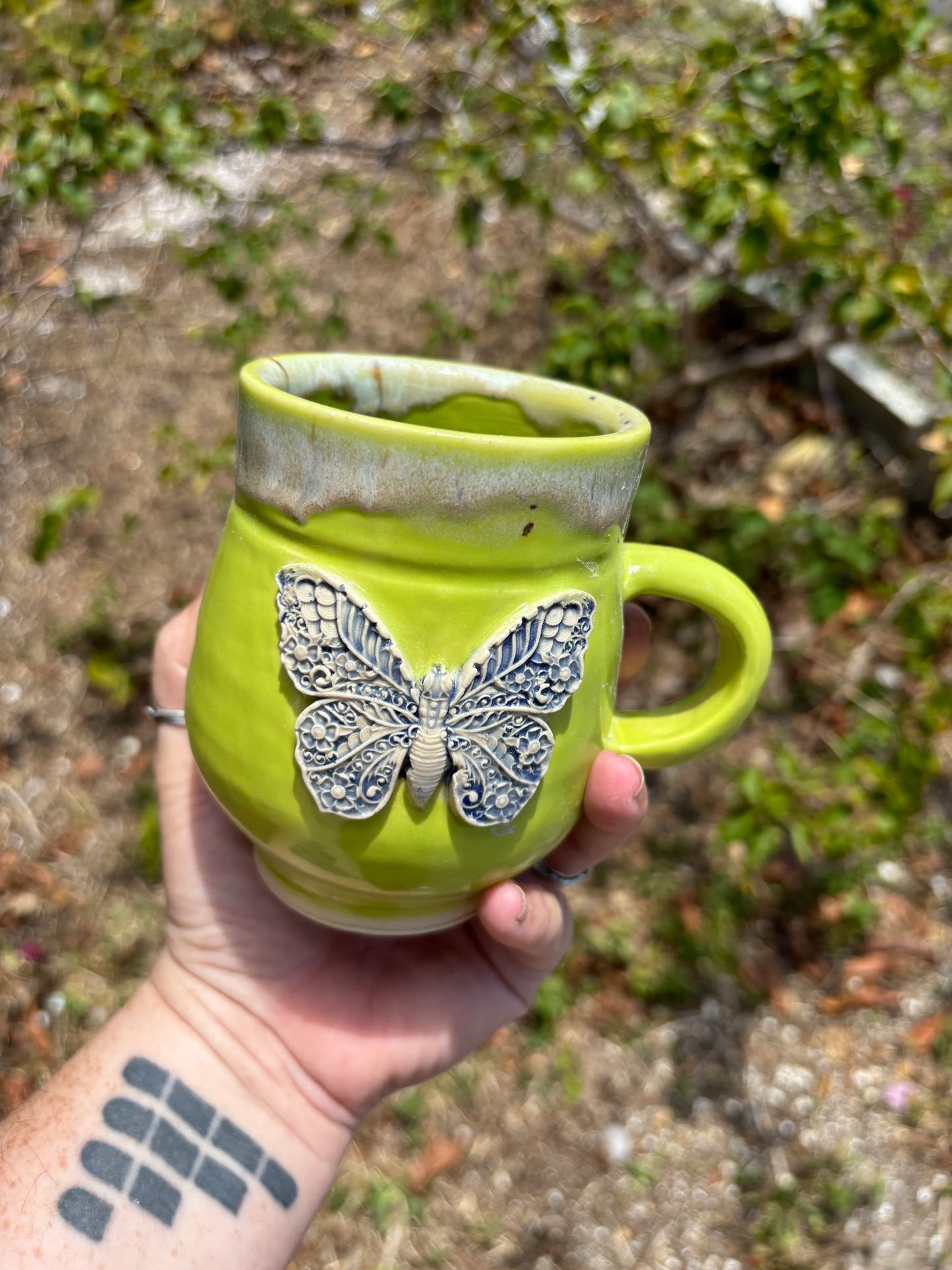 Butterfly Marshmallow Mug in Green