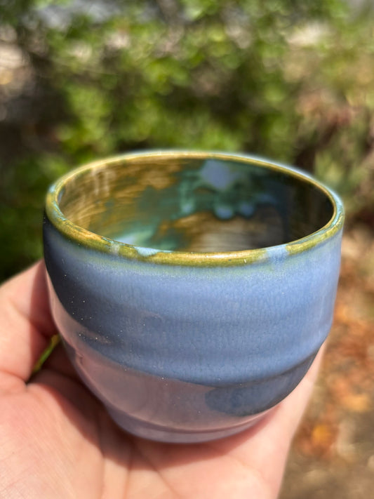 Textured Blue and Green Teacup