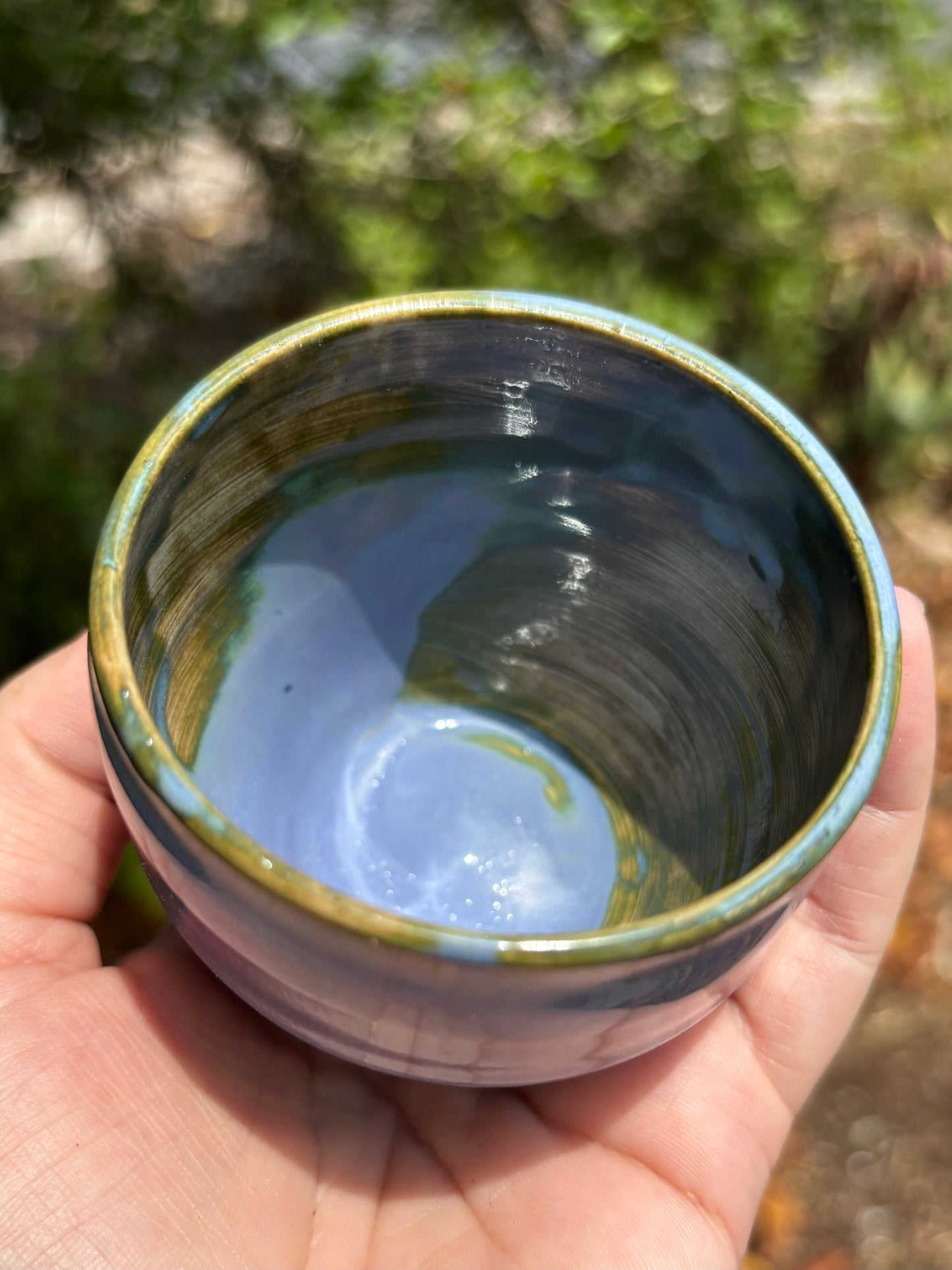 Textured Blue and Green Teacup