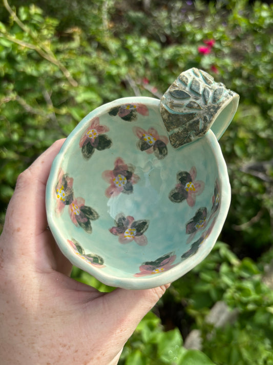 Floral Painted Pinch Pot Teacup