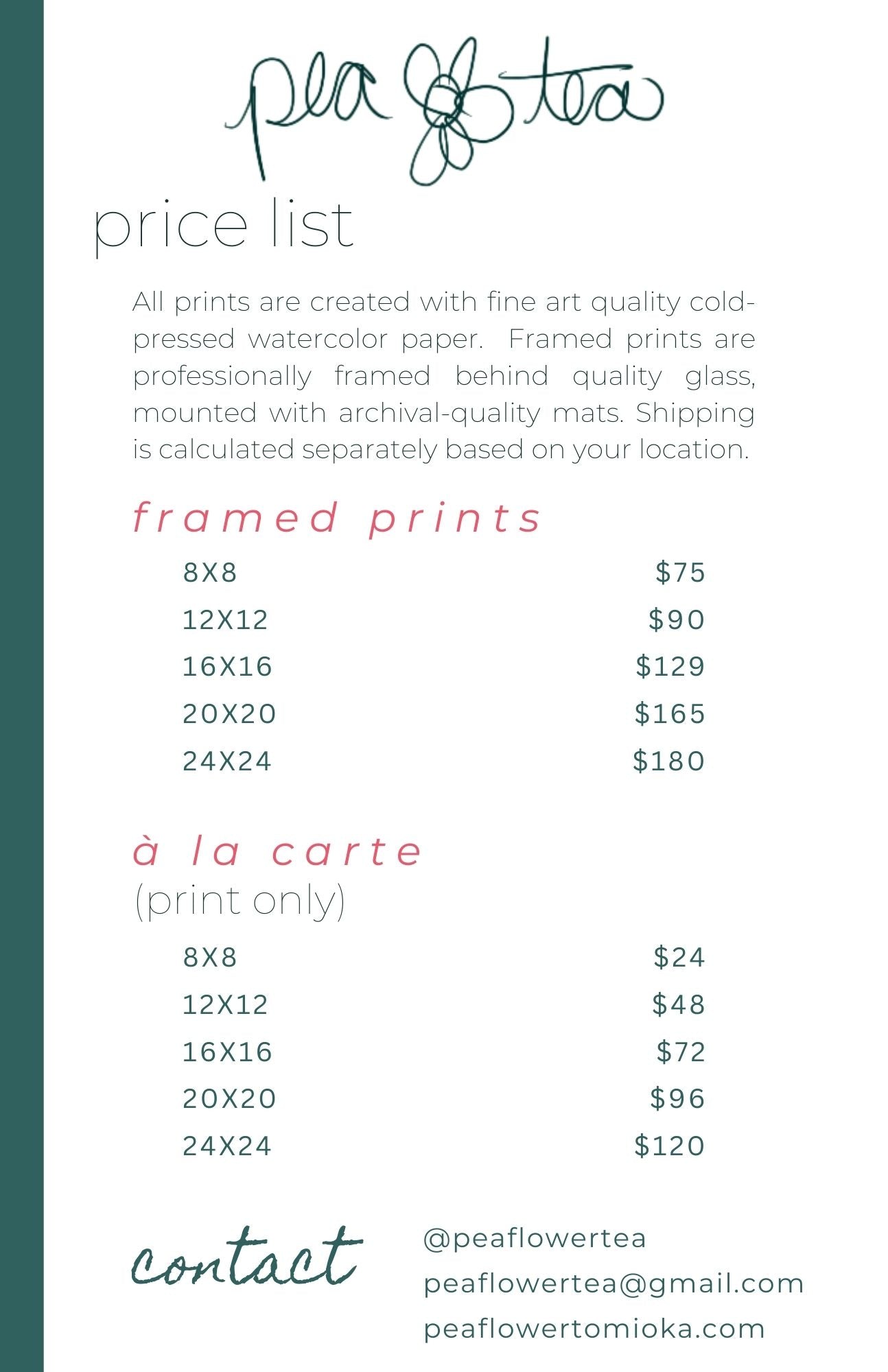 A price list